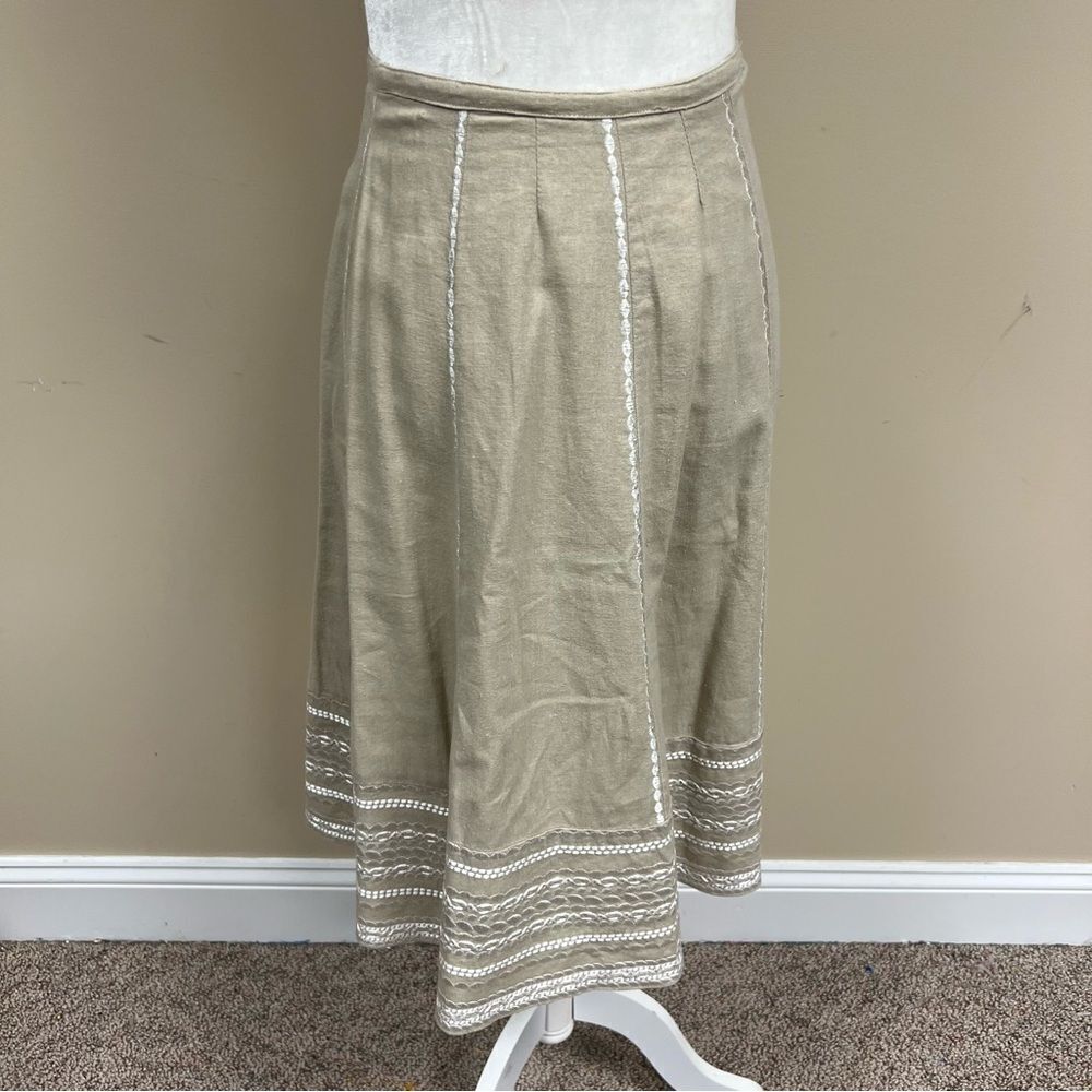 B Moss Elegant Tan ankle length linen skirt Size 2
